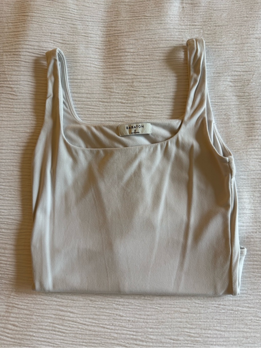 Babaton White Square Neck Bodysuit Tank Top